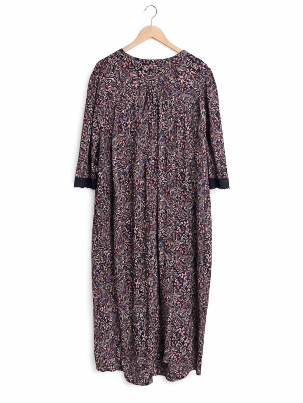 Expressions Catalog Paisley Boho Dress 2X NWOT 100% Cotton Lace Trim Midi/maxi - Picture 2 of 12